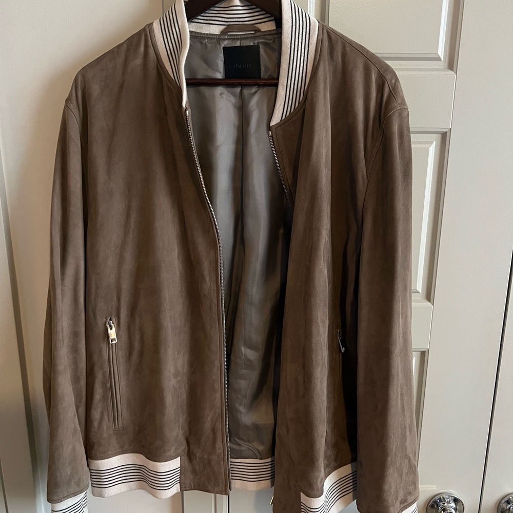 Tan Suede Theory Bomber Jacket XL